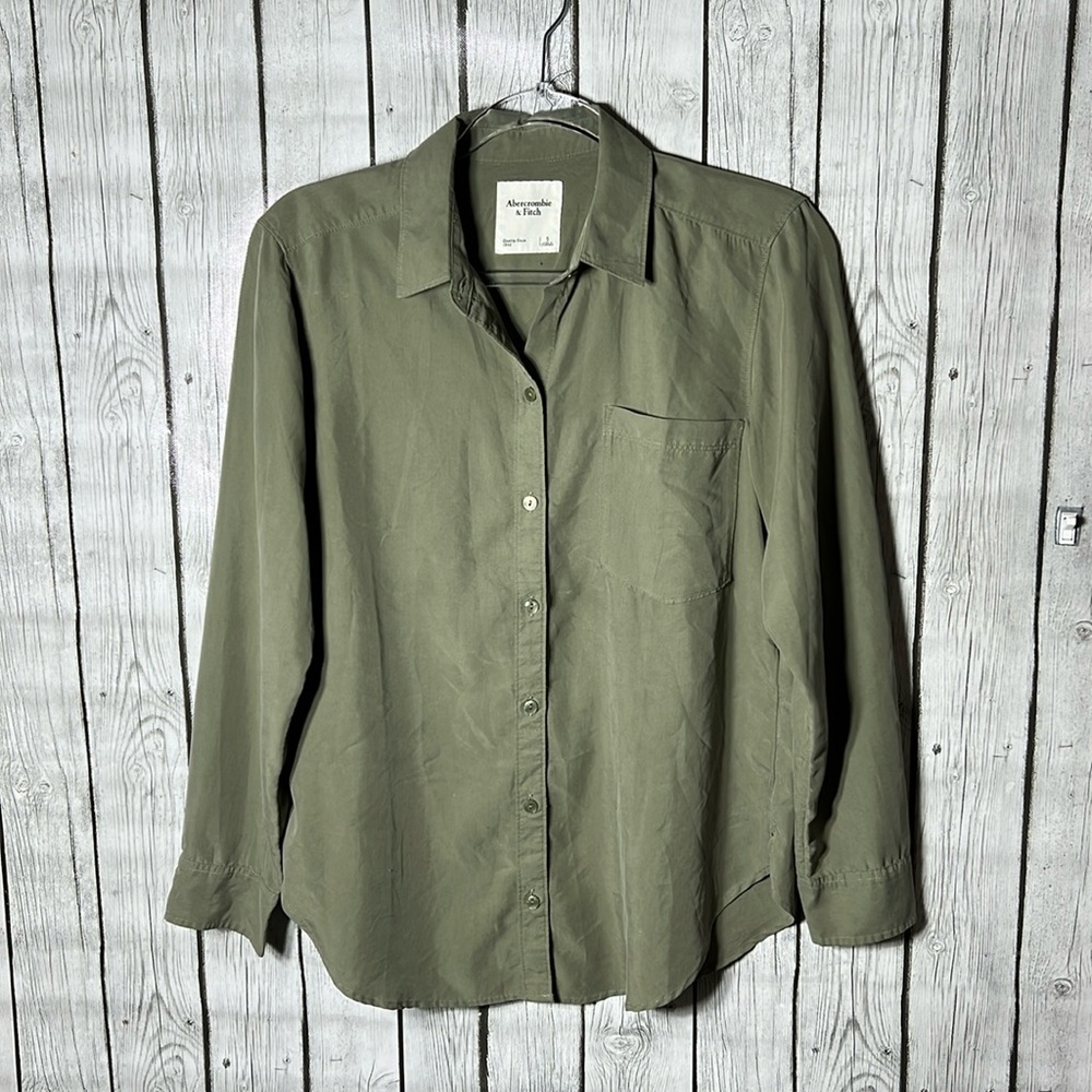 Abercrombie & Fitch Green Button Down Shirt Size … - image 1